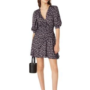 Chinti & Parker Gabriel Floral Mini Dress Women's 2 Black Purple Floral RTR